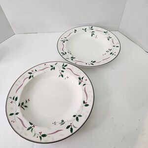 Mikasa Christopher Stuart Holiday Splendor Bone China 9" Soup Bowls Set of 2 Vtg